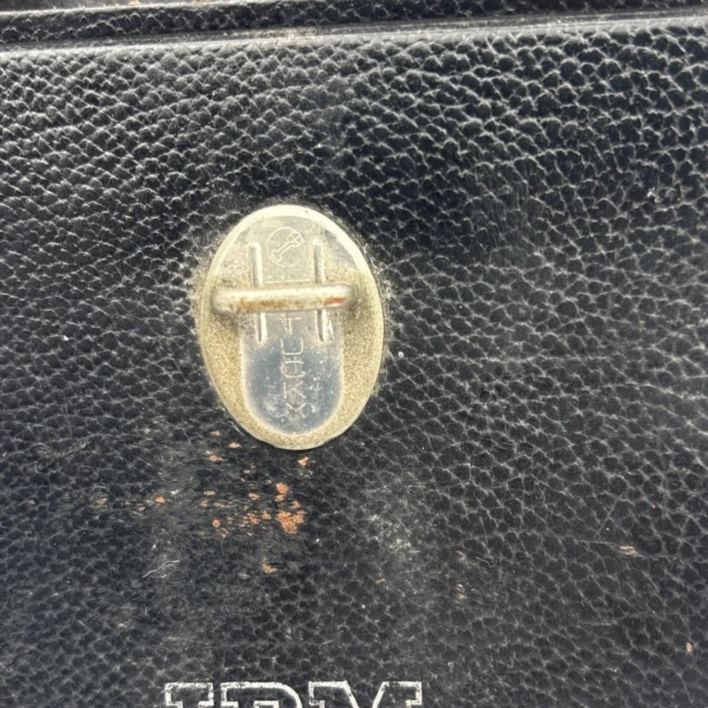 RARE Vintage IBM Tucky Swiss Made Black Leather Hard Case Field Belt Pouch